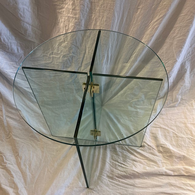 Late 20th Century Vintage Glass End Table by Leon Rosen Chairish