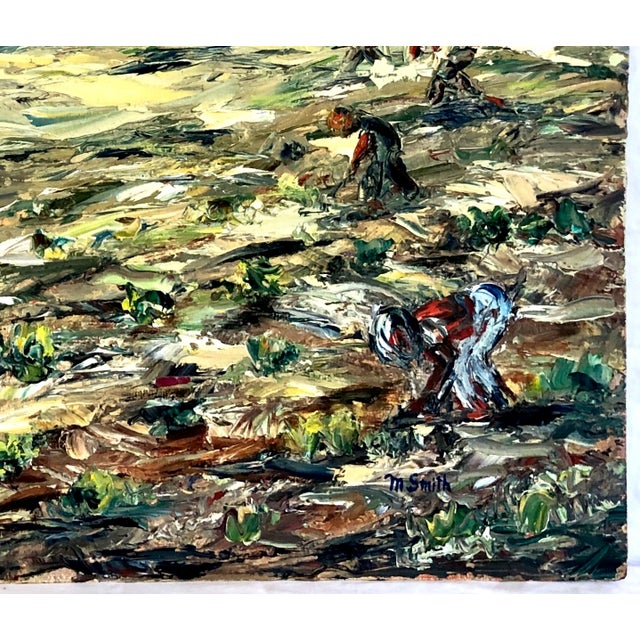 Wood Mid-Century Social Realism Captured in “Braceros at Work” by Mildred H. Smith For Sale - Image 7 of 10