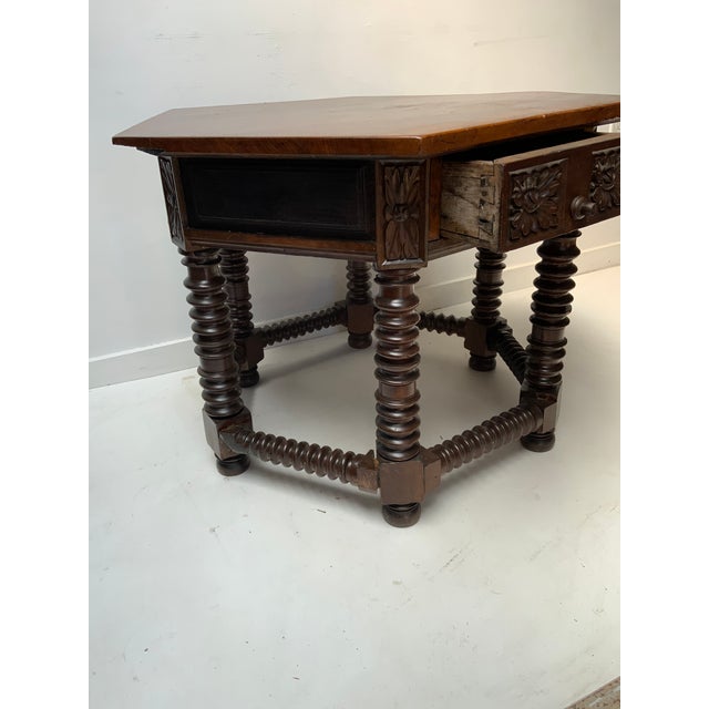 Chestnut 18th Century Hexagonal Walnut Tuscany Center Table For Sale - Image 8 of 10