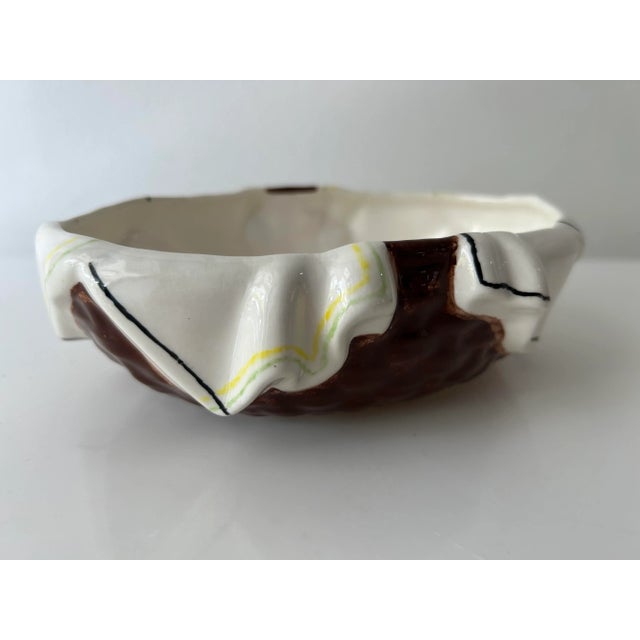 Mid Century Ceramic Faux “napkin” Bowl For Sale - Image 4 of 8