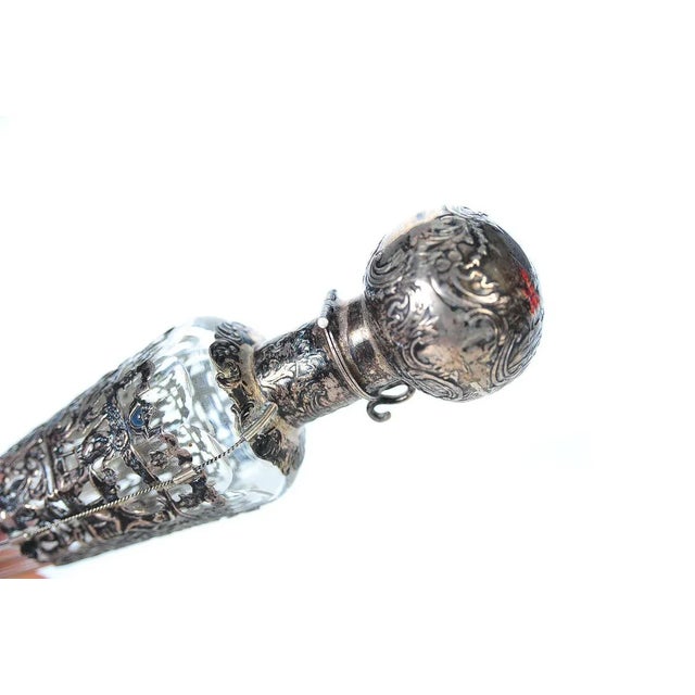 Metal Victorian Crystal & Silver Perfume Bottle For Sale - Image 7 of 10