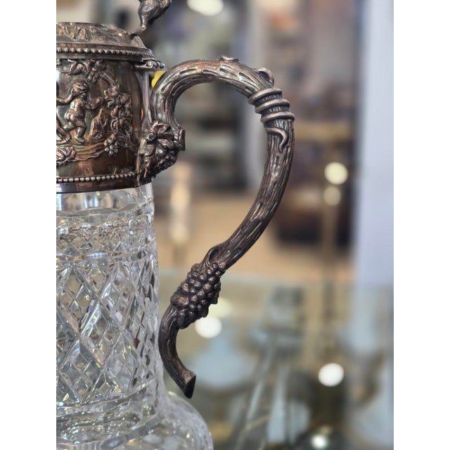 Vintage Cut Crystal and 925/1000 Sterling Silver Wine Decanter by Topázio, 1930s For Sale - Image 6 of 16