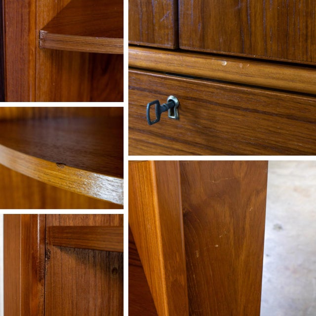 Mid to Late 20th Century Scandinavian Modern Teak Lighted Bookcase Display or Entertainment Cabinet For Sale - Image 17 of 18