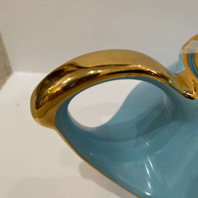 1950s Vintage Tea Set Blue Turquoise and Gold 22k - Set of 3 For Sale - Image 5 of 10