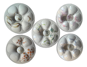 French Porcelain Limoges Oyster Shell Plates with Seaweeds, 1930s, Set of 5
