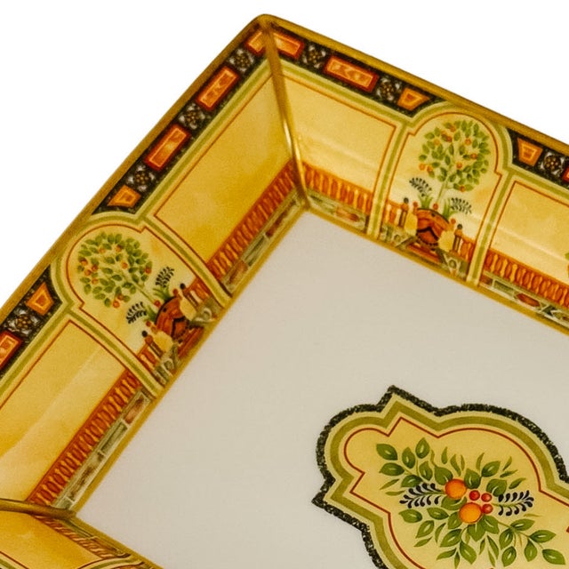 English Royal Worcester "Versailles" Fine Bone China Rectangular Trinket Tray With Orangerie Motif For Sale - Image 3 of 9