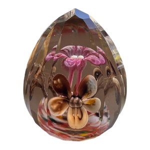 "Magnum" Antique Bohemian Faceted Floral Glass Paperweight