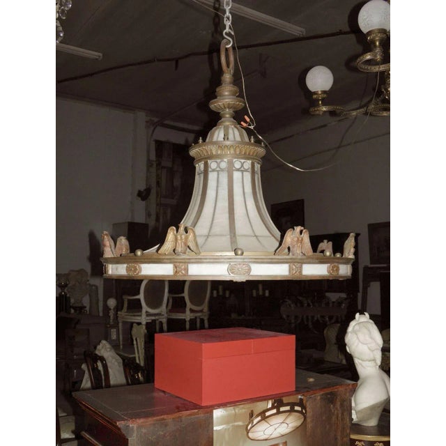 American Spectacular American Grand Scale Huge Aged Gilt Bronze Leaded Glass Eagle Chandelier by J.W.Caldwell For Sale - Image 3 of 6