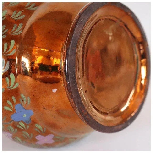 Metal English Staffordshire Enamelled Copper Luster Dog-Handle Pitcher For Sale - Image 7 of 13