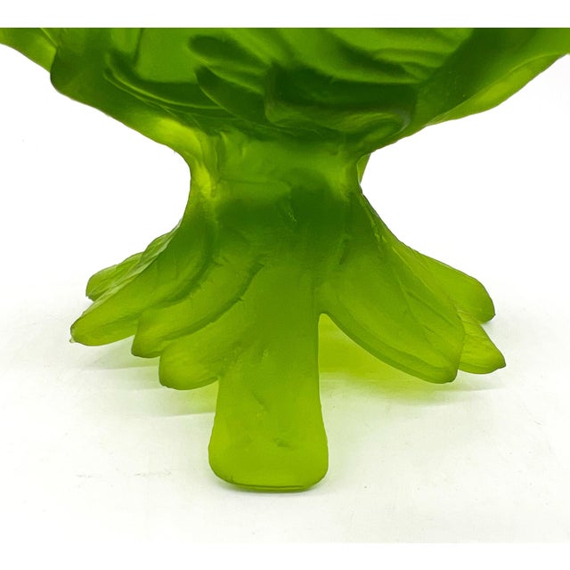 Mid-Century Westmoreland Lime Green Satin Glass Bird on Nest Candy Dish – Frosted Songbird Covered Bowl - - Cottagecore, Grandmillennial For Sale - Image 12 of 15