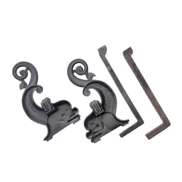 1900 - 1909 Pair of Bradley & Hubbard Cast Iron Dolphin Form Andirons, C. 1900 For Sale - Image 5 of 10
