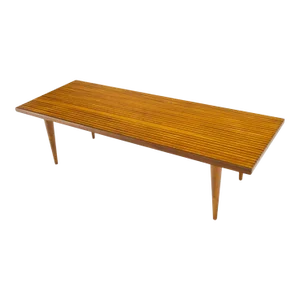 Solid Teak & Walnut Block Swedish Coffee Table on Tapered Dowel Legs