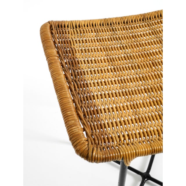 Mid-Century Modern Rattan Stool with Black Iron Frame, 1950s For Sale - Image 13 of 18
