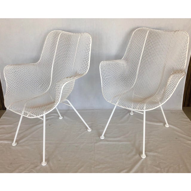 1960s Vintage White Sculptura Russell Woodard Patio Chairs- A Pair For Sale - Image 9 of 13