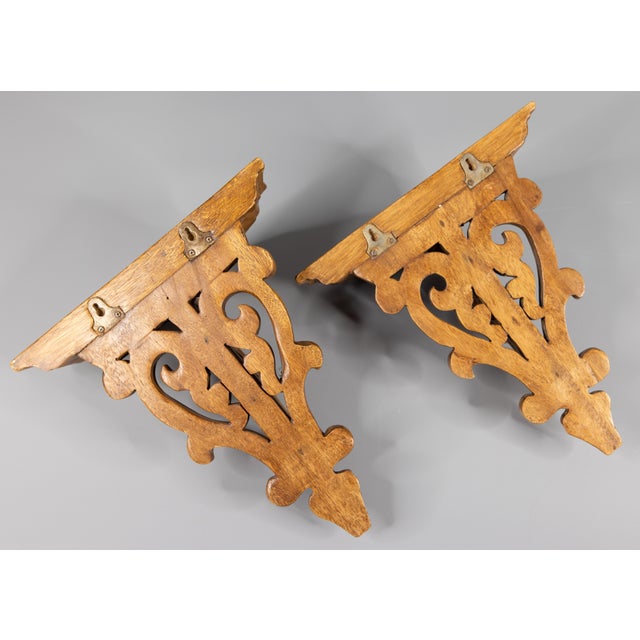 Large Italian Carved Oak Wall Brackets Shelves a Pair Chairish