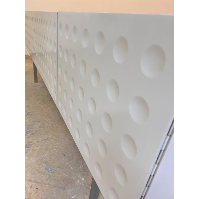 White Sideboard with Circular Relief Pattern For Sale - Image 5 of 11