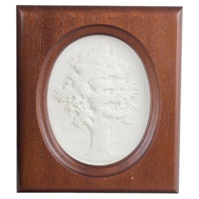 1970s Relief Plaque in White Biscuit Porcelain with Motif of Tree from Meissen, 1970s For Sale - Image 5 of 5