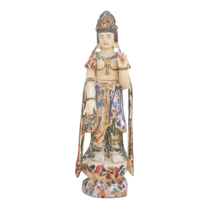Antique Finely Carved & Painted Chinese Statue