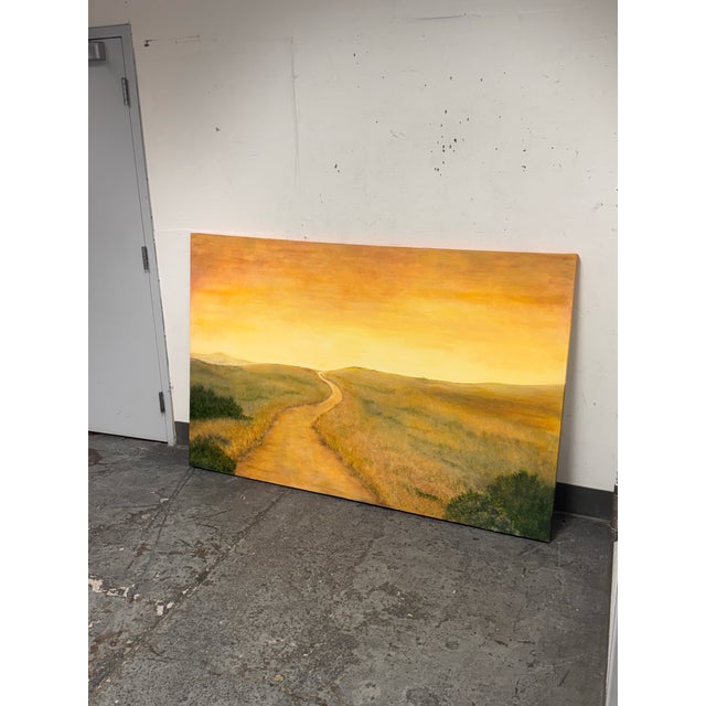 Design Plus Gallery presents a Golden Hour Landscape Painting by Ruth Parsons. The expansive unframed canvas presents a...