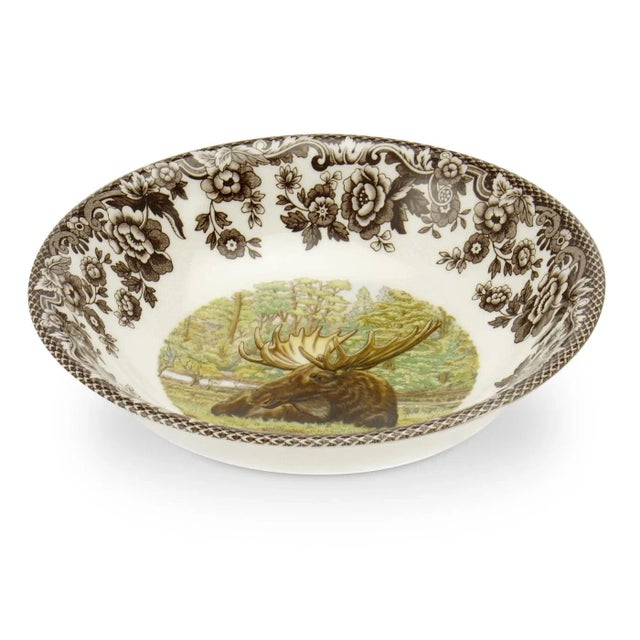 English Spode Woodland Moose Cereal Bowl 6.25", Moose For Sale - Image 3 of 3