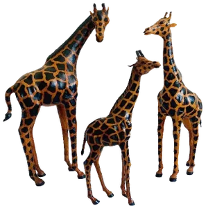 Mid-Century Hand-Painted Leather Giraffes 1970s, Set of 2