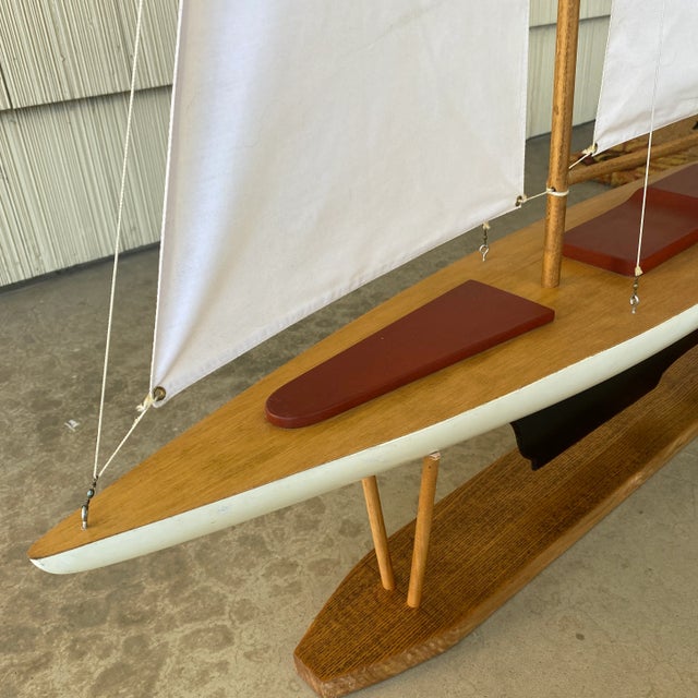 Large Vintage Mid-Century Modern Racing Sloop Model For Sale - Image 9 of 13