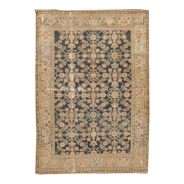 Antique Circa 1900 Slightly Distressed Malayer Area Rug 4'4 X 5'5 For Sale