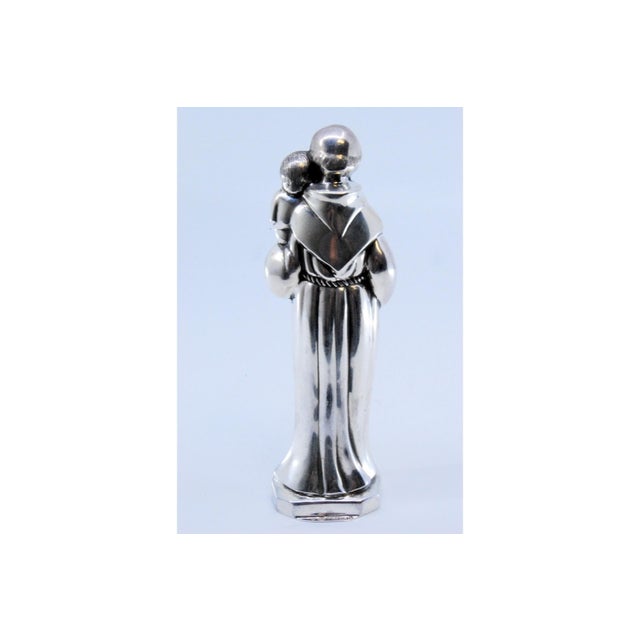 Silver Statuette of Saint Anthony Holding Boy and Flowers For Sale - Image 6 of 9