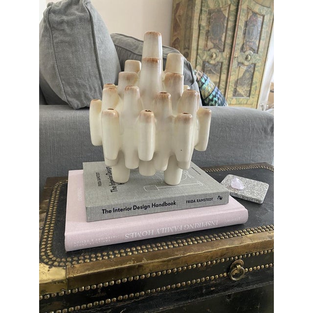 Coral-Shaped Italian Sculptural Beige Ceramic Vase attributed to Bertoncello, 1960s For Sale - Image 10 of 18