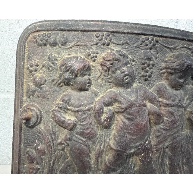 Antique 19th Century Thick Cast Iron Stove Door Salvage Cherub Putti Door Panel For Sale - Image 4 of 10
