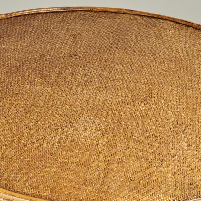 Mid-Century Modern Vintage Bamboo and Grasscloth Dining or Center Table For Sale - Image 3 of 10
