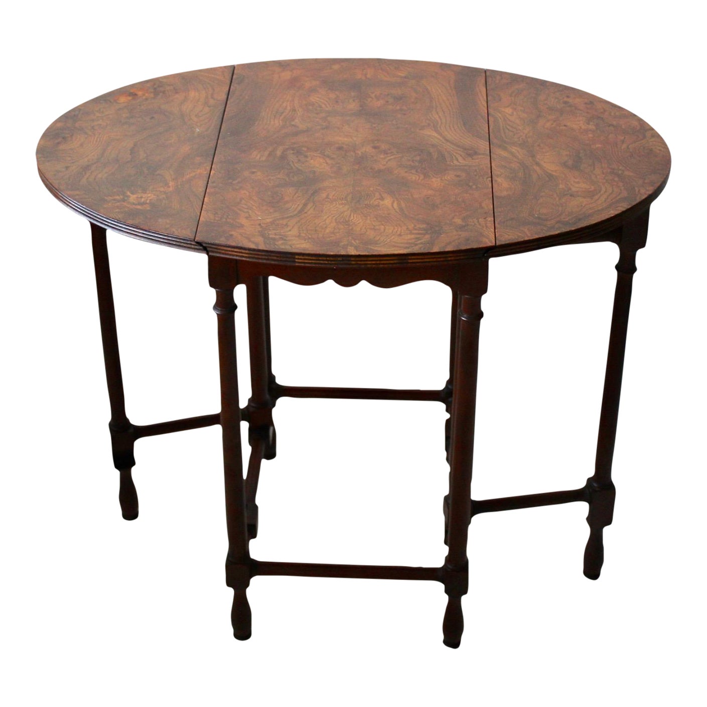 Baker Furniture Burled Walnut Gate Leg Drop Leaf Side Table Chairish