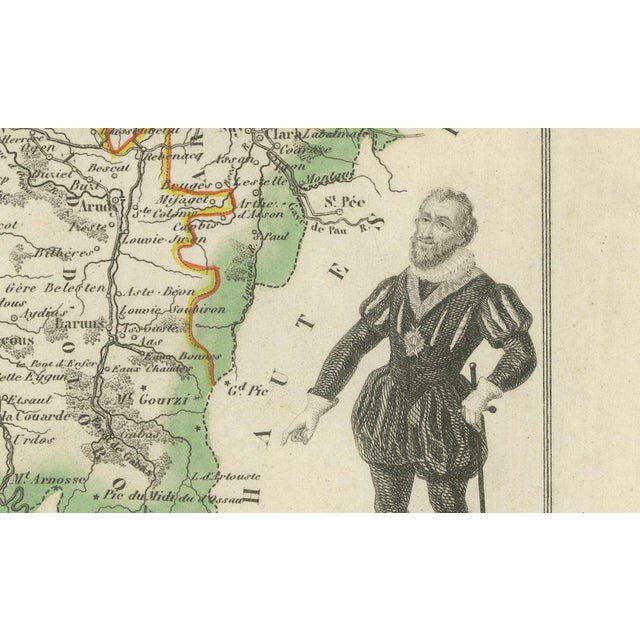 Antique Map of Basses-Pyrénées by Vuillemin, France, 1850 For Sale - Image 5 of 10
