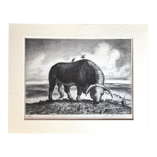 Vintage 1939 Print in 11x14 Mat, Ready to Frame: John Steuart Curry, "Ajax" EUC For Sale