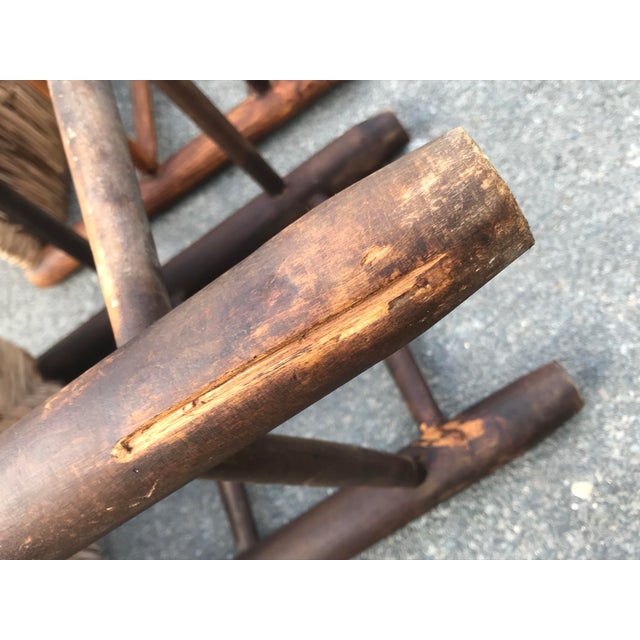 Rustic Chairs with Straw Seats, 1950, Set of 4 For Sale - Image 13 of 14