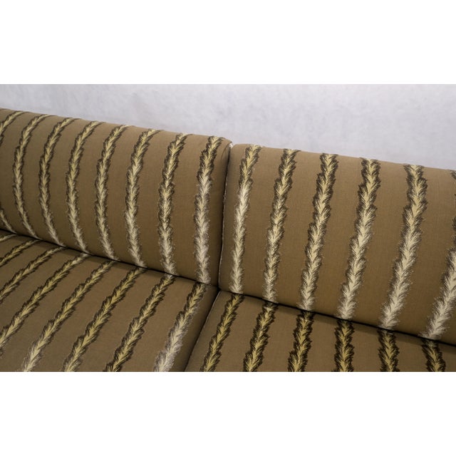 Mid-Century Modern Two Way Two Part "C" Shape Striped Upholstery Custom Sofa Couch w/ Tassels MINT! For Sale - Image 3 of 16