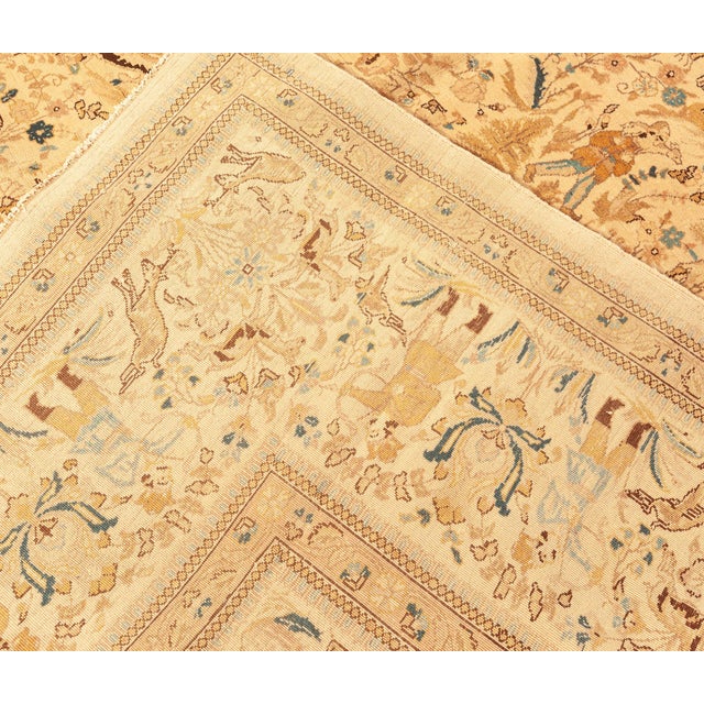 Persian Fine Antique Persian Tabriz Animal, Botanic Handmade Wool Rug For Sale - Image 3 of 3