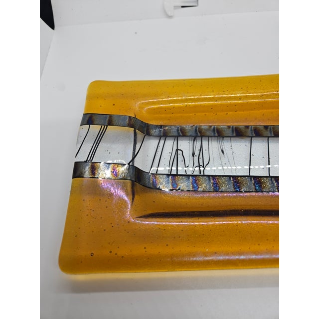 Vintage Chris Paulsen Decorative Fused Glass Dish/Tray