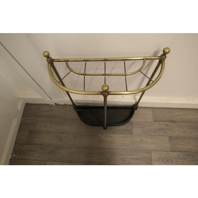 Late 19th Century Curved Brass & Iron Umbrella Stand, 1880s For Sale - Image 5 of 8