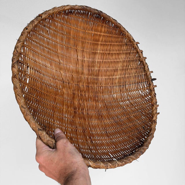 Wood Vintage Japanese Bamboo Zaru Drying Basket, 1960s For Sale - Image 7 of 10