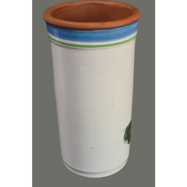 Ceramic Vintage Italian Colorful Majolica Glazed Terra-Cotta Utensil Holder Wine Cooler For Sale - Image 7 of 9