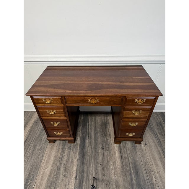 1960s Solid Cherry Pedestal Desk For Sale - Image 6 of 10
