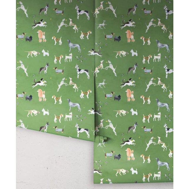 Doggies Wallpaper in Teal | Chairish
