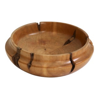 Contemporary Hand Turned Wood Bowl Signed "Carver" For Sale
