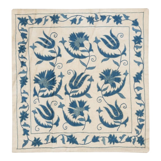 20"x20" 100% Silk Cushion Cover. Modern Lace Pillow. Embroidered Toss Pillow For Sale