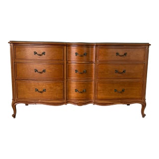 Drexel Touraine French Provincial Louis XV Style Nine Drawer Dresser For Sale