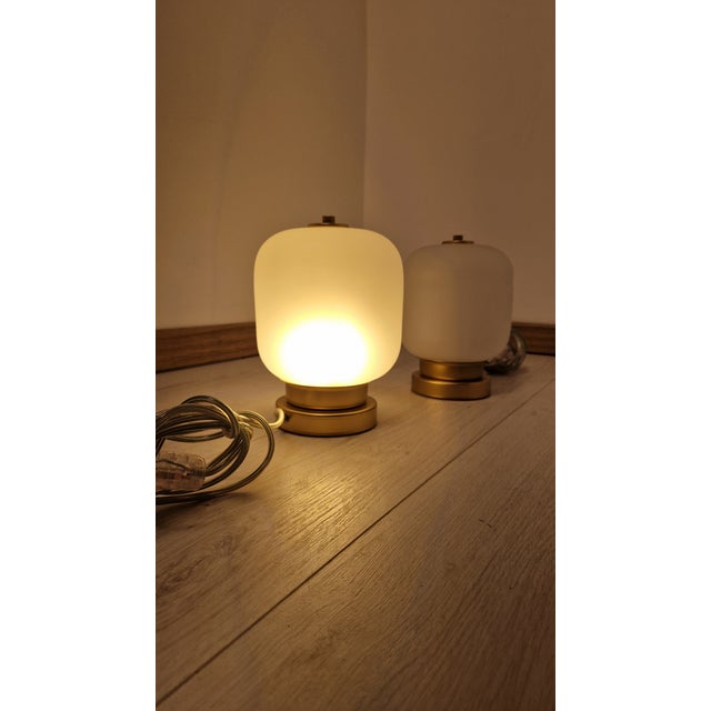 Goldenrod Table Lamps with Brass Base and Etched Glass, 1990s, Set of 2 For Sale - Image 8 of 9