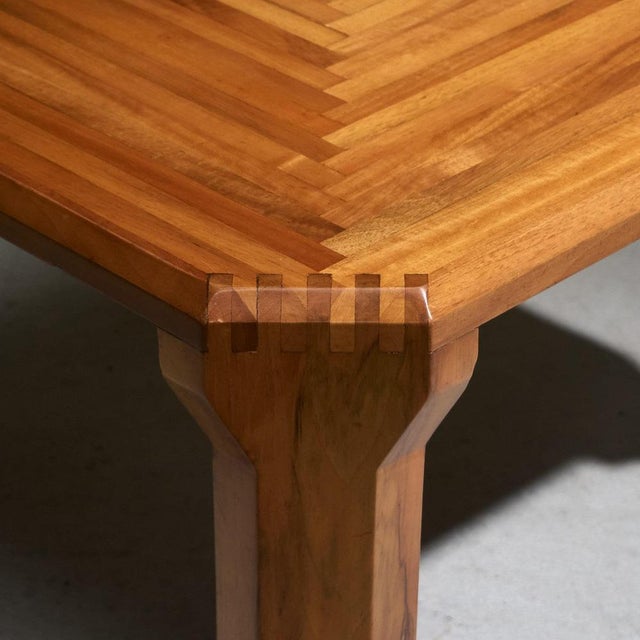 Wood Coffee Table in Italian Walnut with Geometric Inlayed Pattern For Sale - Image 7 of 9