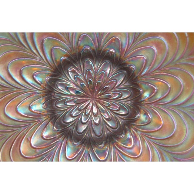 Fenton Amethyst Carnival Glass Peacock Tail Scalloped Edge Candy Dish Bowl For Sale - Image 10 of 11