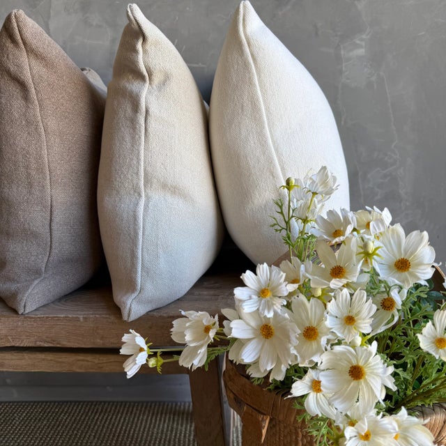 Hemp Pillow With Down Insert in Flax Natural For Sale - Image 4 of 8